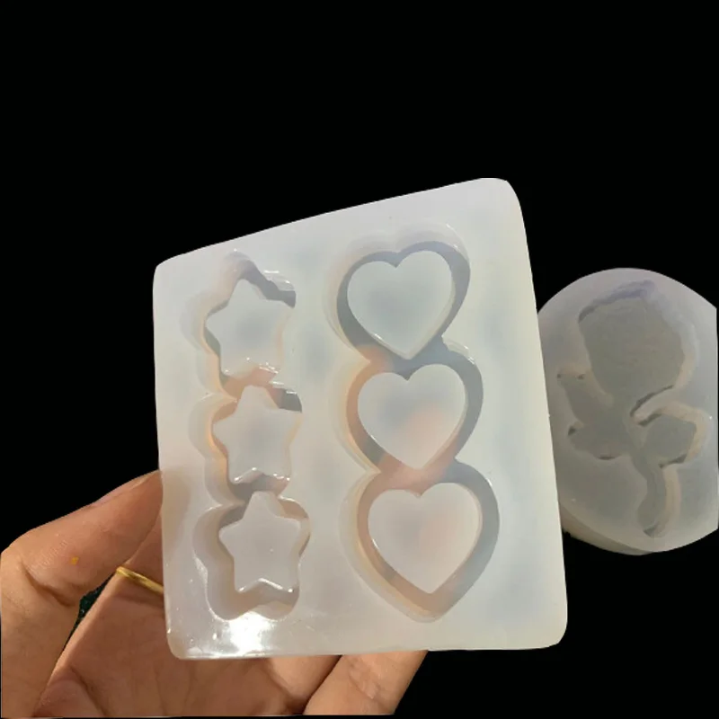 Rose Flower Shaker Silicone Mold DIY Resin Heart Star Shakers Charms Epoxy Resin Jewelry Accessories Pendant Molds Handmade