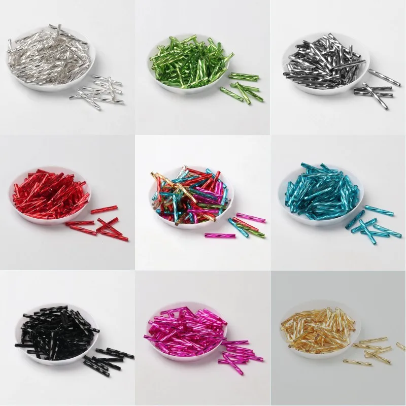 100Pcs/Lot 2mm*20mm Czech Twist Bugles 0/12 Leptospira Glass Tube Seed Beads for Jewelry Making,Women Garment Sewing Accessories