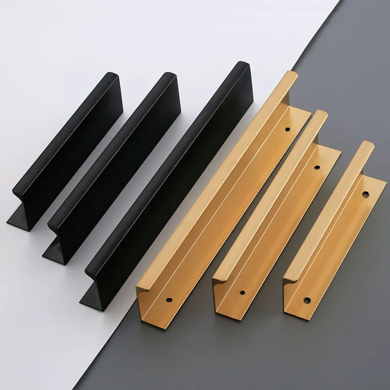 

Black Hidden Cabinet Pulls Aluminum Alloy Invisible Kitchen Cupboard Wardrobe Door Drawer Handles Furniture Hardware