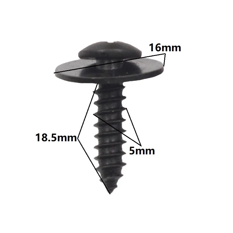 100Pcs M5 Cross Screw Head Round Washer Fits Car Fender Bumper Rivet Metal Self-tapping Screws