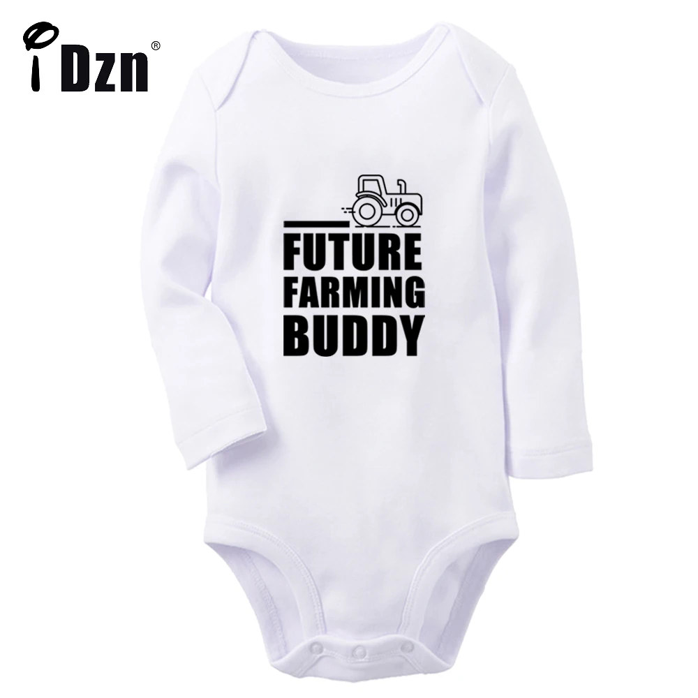 iDzn NEW Future Farming Buddy Baby Boys Fun Rompers Baby Girls Cute Bodysuit Newborn Long Sleeves Jumpsuit Soft Cotton Clothes