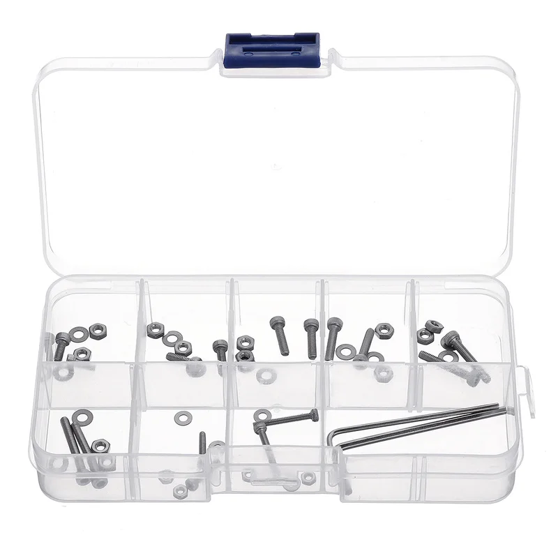 50pcs/lot Universal Turntable Headshell Cartridge Mounting Kit Stainless Steel Bolts Screws Nuts Set with Case Dropshipping