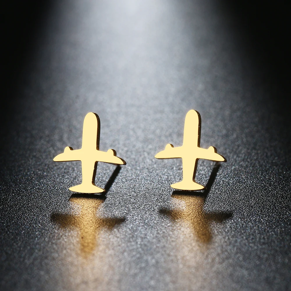 Stainless Steel Earrings 2022 Trend Simple Airplane Fashion Stud Earrings For Women Jewelry Party Friends Wedding Best Gifts NEW