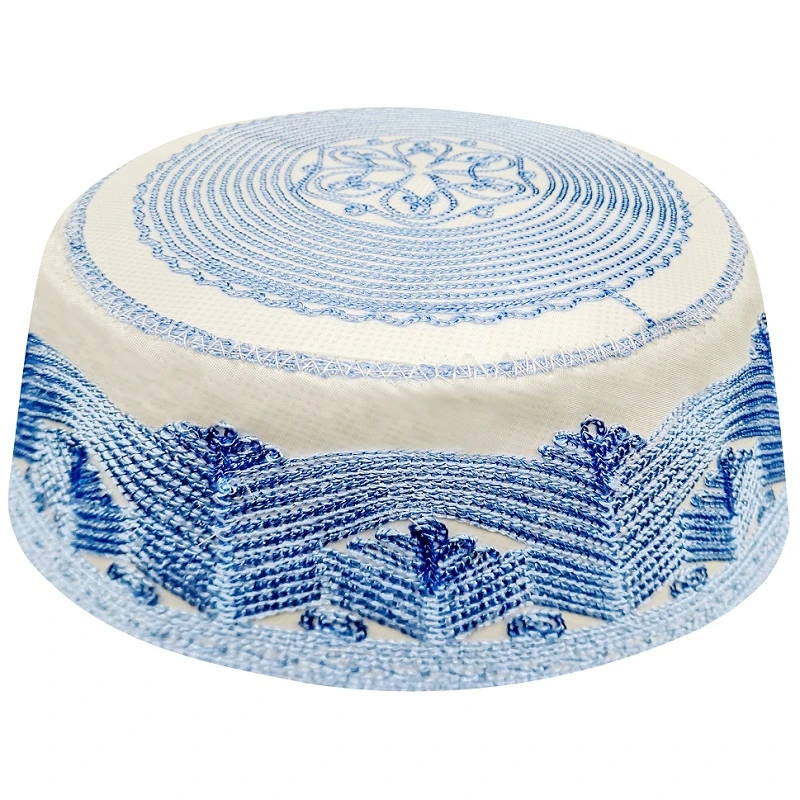 

Nigerian Hats Muslim Caps Blue Stripe Seccade Kippah Prayer Caps Homme Topi Judeu Men Turbante Masculino