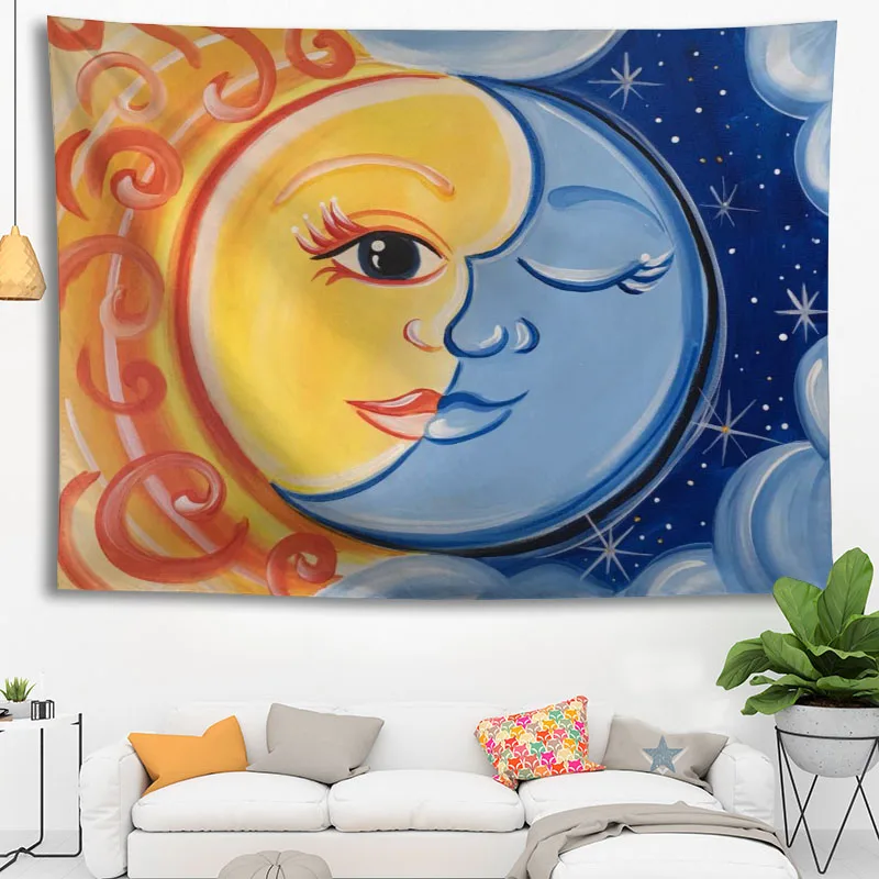 Hot Sale Custom Sun And Moon Large Wall Tapestry  Wall  Hanging Bohemian Wall Tapestries Mandala Wall Art Decor