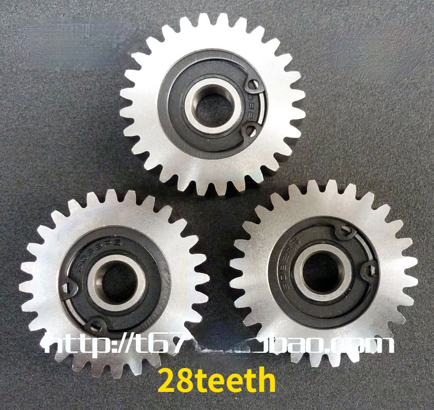 

3pcs 28teeth Diameter 38mm Car Electric Bicycle Vehicle Gear Lithium Trolley Steel Metal Gear Wheel Bearing 608Z 8MM Inner Hole