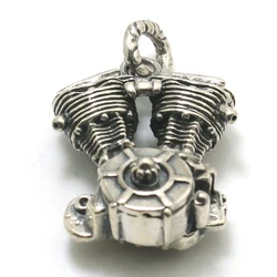 26g Mens Boys 925 Silver Cool Punk Gothic Cool Biker Engine Pendant