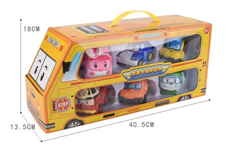 6 pçs/set coreano dos desenhos animados polis carros crianças robô brinquedo transformar veículo anime figuras brinquedos para crianças presente