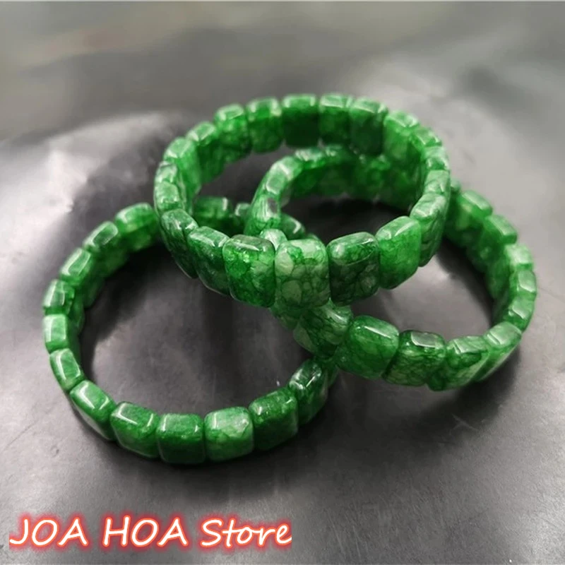 Natural Green Hand Carved Jade Fashion Boutique Jewelry Emerald Bracelet