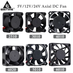 3D 프린터 부품 냉각 팬, 2510 3010 4010 4020 5010 6010, 5V, 12V, 24V, 2 핀 슬리브, 브러시리스 DC 축 라디에이터 쿨러 팬, 2 개