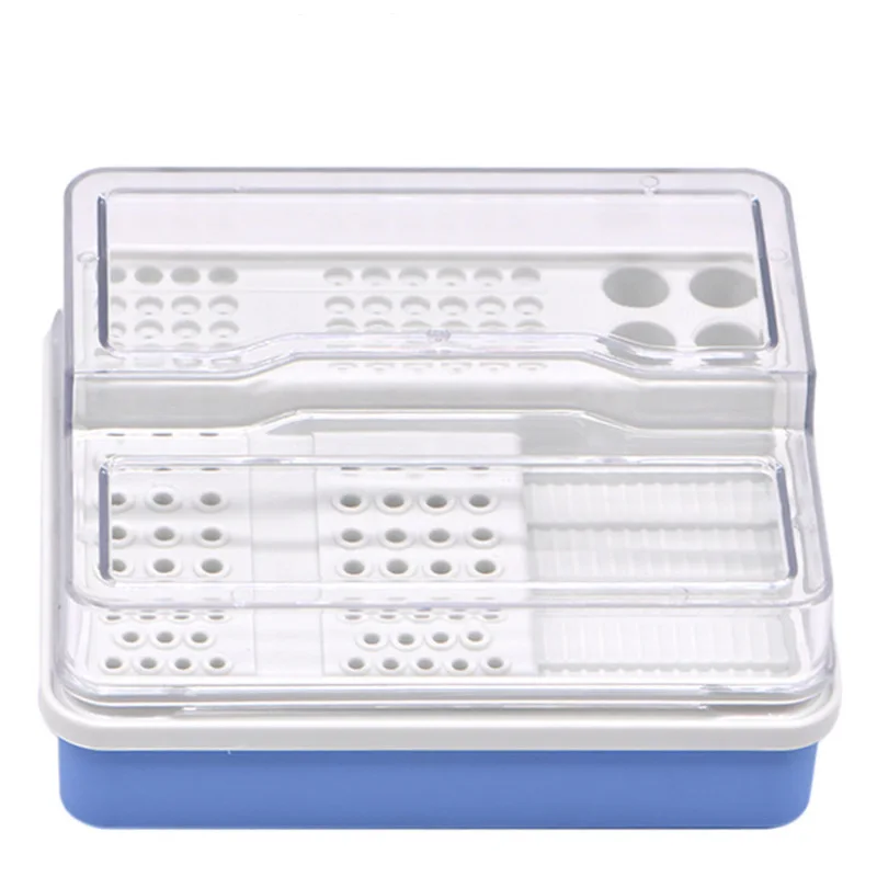 96 Holes Dental Endo Box Carbide Burs Diamond Burs Drill Placement Box Plastic Implant Holder Sterilize Case Disinfection Holder