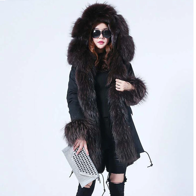 

Winter new jacket fox fur collar fur mid-length parka coat loose casual detachable thick liner Nick coat