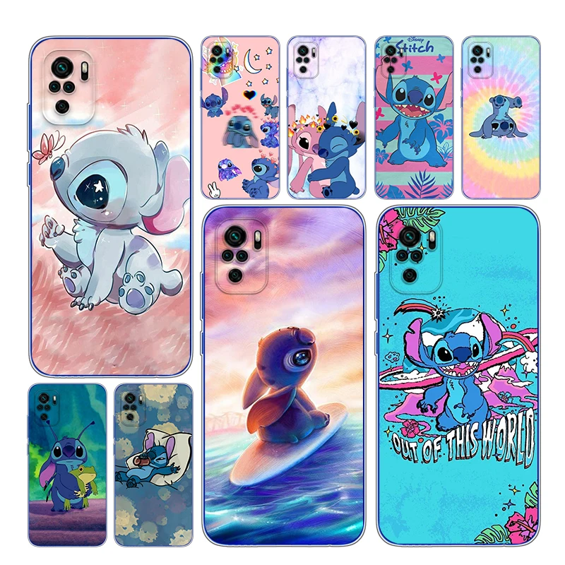 For Xiaomi Redmi Note 4 4X 5A 5 6 7 8T 8 9T 9S 9 10 10S Prime Pro Max Soft TPU Disney Cute Stitch Transparent Phone Case