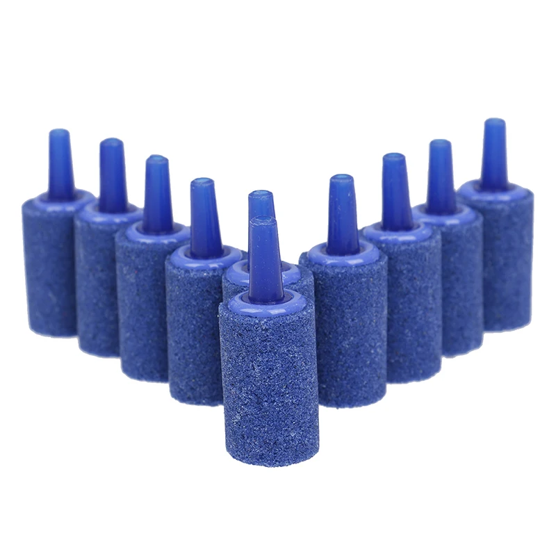 10Pcs Air Pump Bubble Diffuser Airstones Aquarium Oxygen Air Stone Cylinder Aerator For Fish Tank Aerator Hydroponics Blue Black