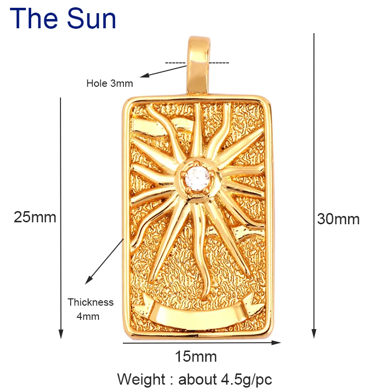 Tarot Karten Charm Anhänger, 2021 Neue 18K Reales Gold Überzogene DIY Schmuck Zubehör für Armbänder Halsketten Machen M06 – Detail 5