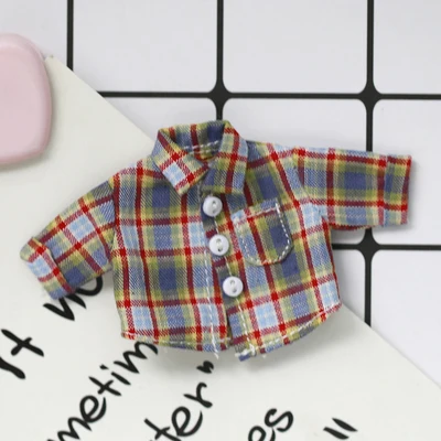 

OB11 doll dress size Checked gentlemen's shirts long sleeves shirts for men and women with stripes trendy tops such as blue