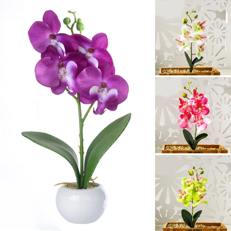 Silk Phalaenopsis Artificial Flowers Simulation Butterfly Orchid Flower Fake Flower for Home Wedding Decoration Garen Home Decor