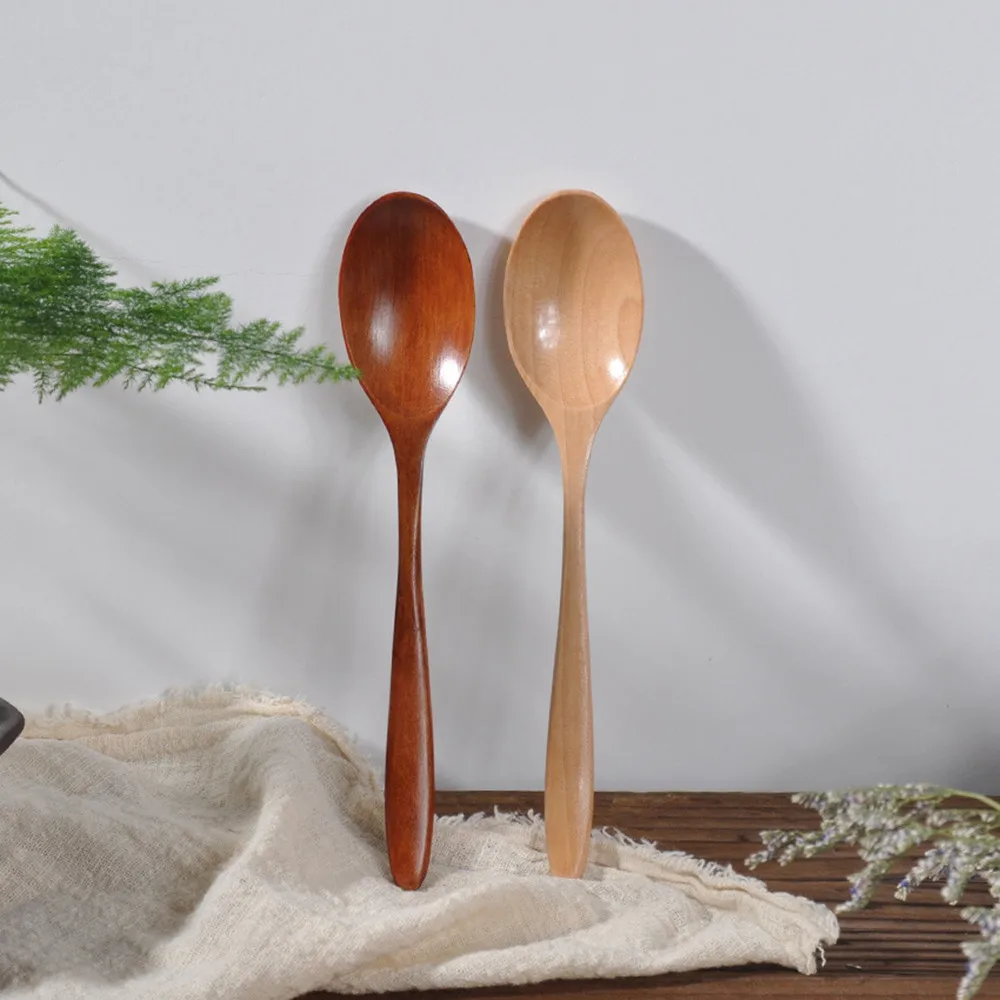 Spoons Natural Wooden Spoon Fork Bamboo Kitchen Cooking Utensil Tools Soup-Teaspoon Tableware Scoop Coffee Spoons Cuillere Scoop