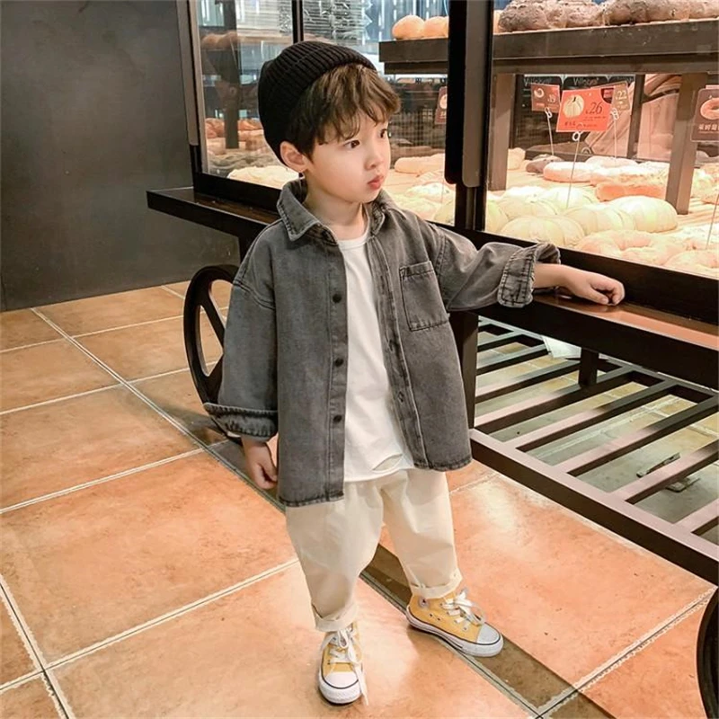 

Casual Jean Spring Autumn Coat Outerwear Top Children Clothes Kids Costume Teenage School Boy Clothing High Quality