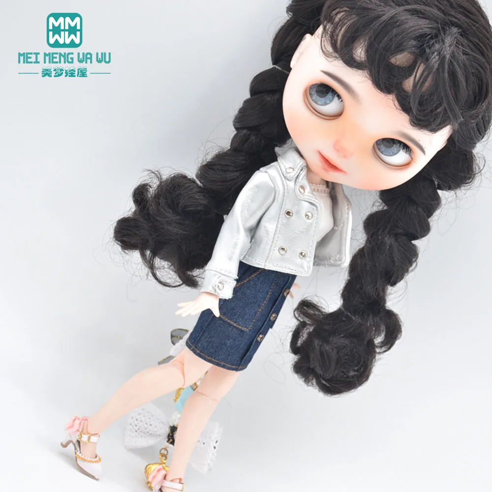 1pcs Blyth Doll Clothes Fashionable leather clothes, skirts, ripped pants for Blyth Azone OB23 OB24 1/6 doll accessories