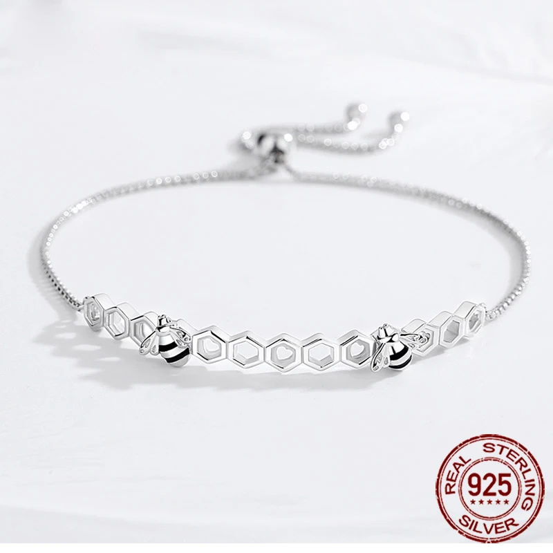 TONGZHE Charm Couple Bracelet 925 Sterling Silver Beads Men Bracelet Jewelry CZ Heart Luxury Honey Bee Bracelets For Women Sale