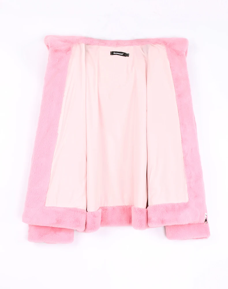Nerazzurri Spring Fluffy Jacket with Rabbit Ears Raglan Sleeve Zipper Oversize Light Soft Harajuku Kawaii Faux Fur Hoodie 2021