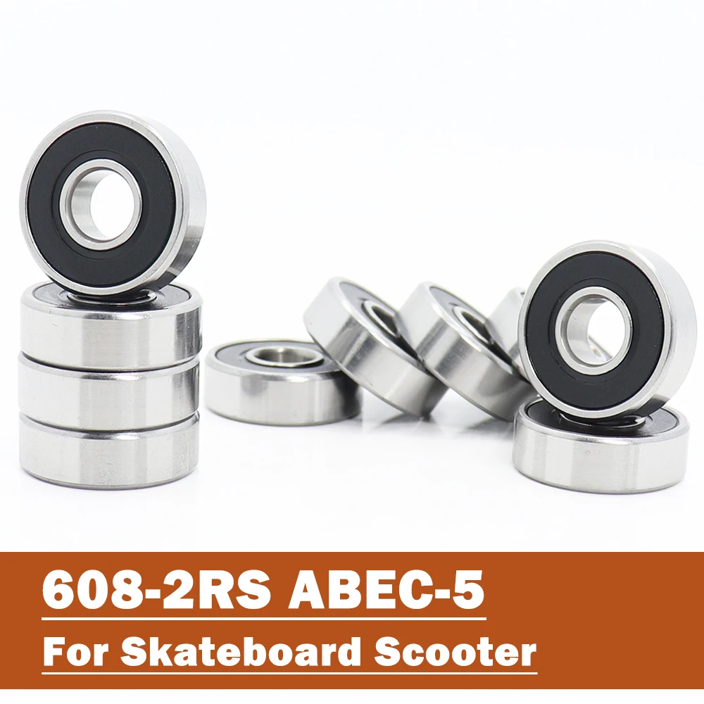 608RS Bearing 8*22*7 mm ( 10 PCS ) ABEC-5 Skateboard Scooter 608 2RS Ball Bearing Miniature Skate Roller 608-2RS 608 RS Bearings