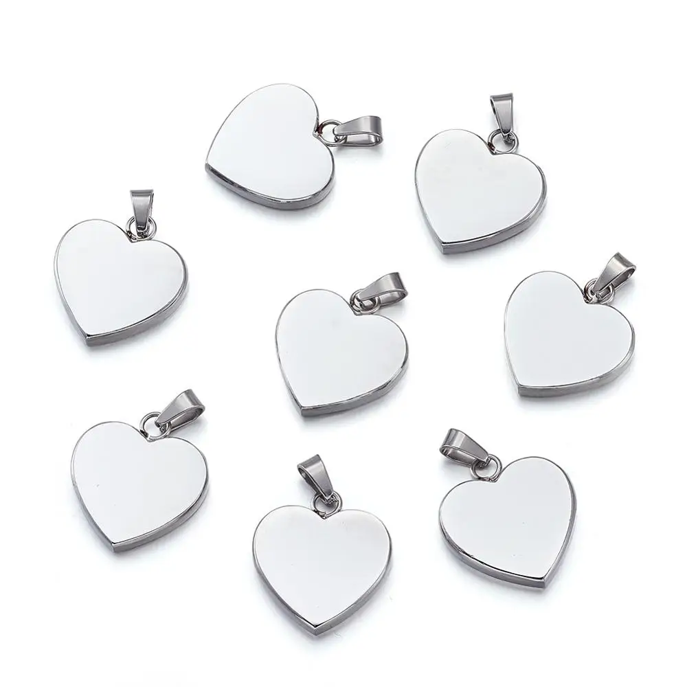 10pcs 304 Stainless Steel Heart Pendants Valentines Gift Golden Rose Gold Steel Color 23x22x4mm, Hole: 3x6mm