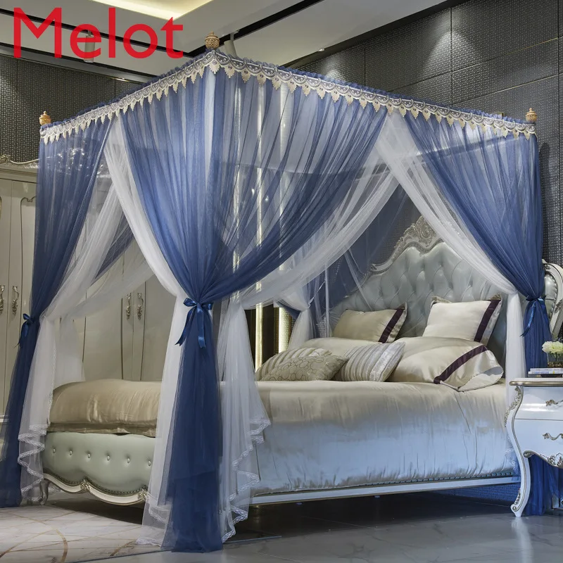 High-End Simple Fashion Princess-Style Double-Layer Gauze Mosquito Net Modern Household Luxury Floor-Standing Bed Curtain