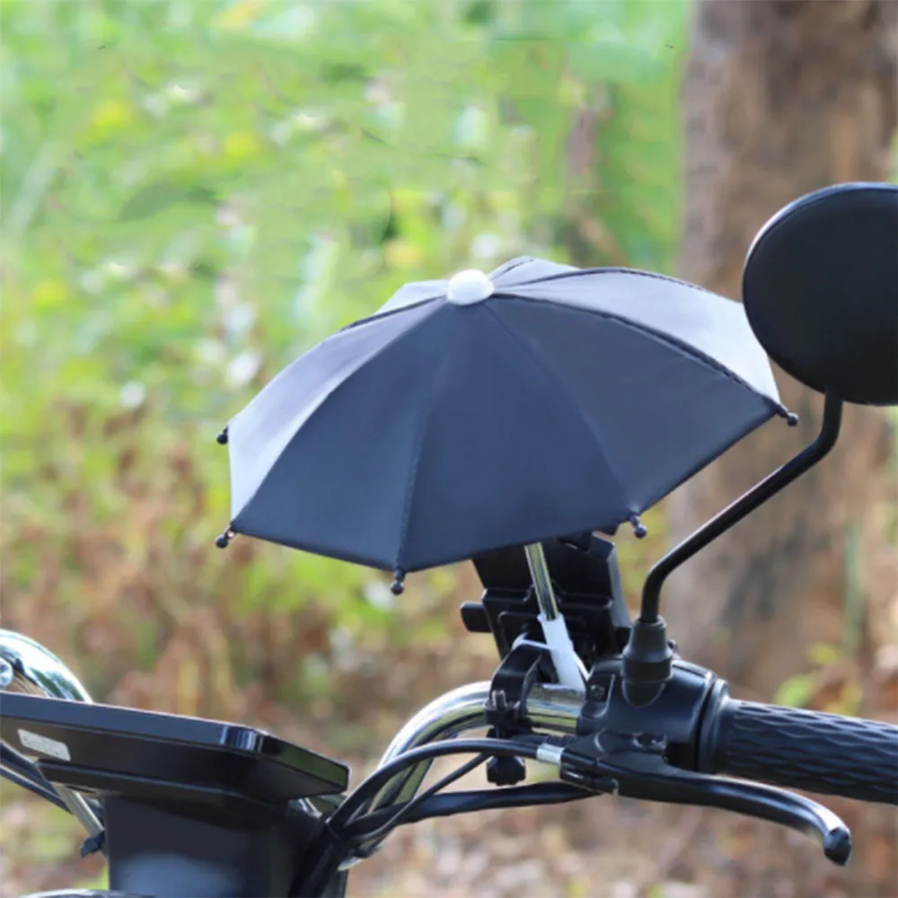 8 Ribs Bicycle Phone Holder Mini Sunshade Umbrella Bicycle Decoration Accessories Polyester Mobile Automatic Umbrella