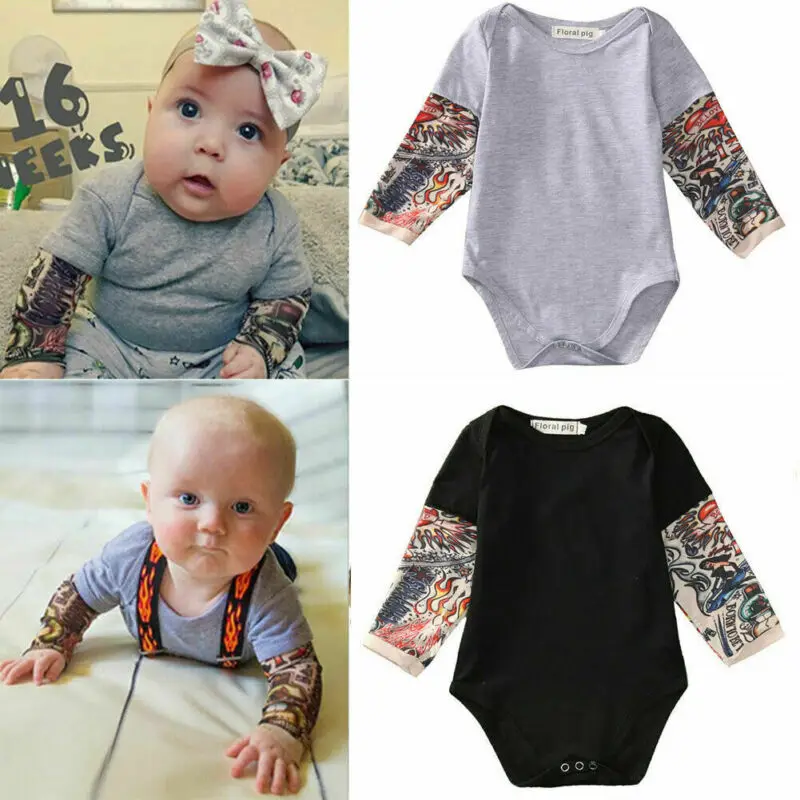 Fashion Baby Boy Girl Unisex Printed Cotton Bodysuits 0-18M Newborn Infant Toddler Autumn Casual Long Sleeve O Neck Outfits