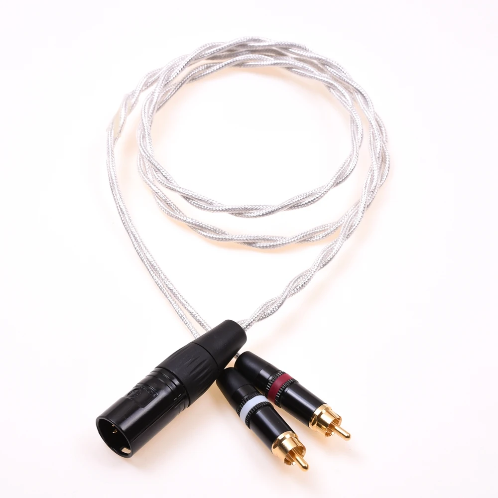 4-контактный XLR-папа на двойной RCA-папа, сбалансированный аудиокабель, посеребренный экранный кабель, аудиоадаптер