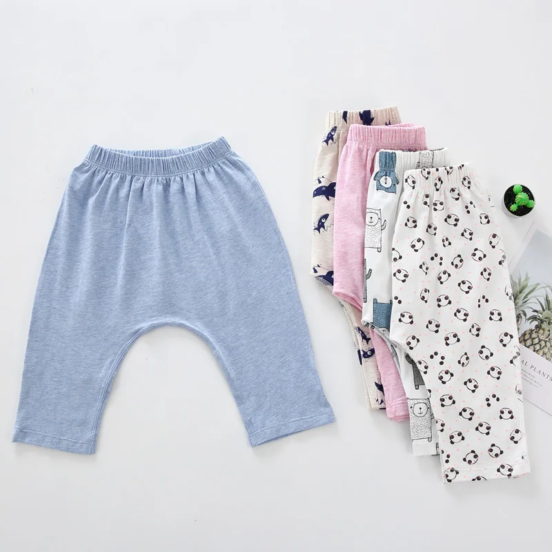 Brand New Newborn Toddler Kids Boys Cartoon Cotton Bottoms Pants Panty Harem Pants Legging Trousers Girls Solid Harlan Pants 0-4