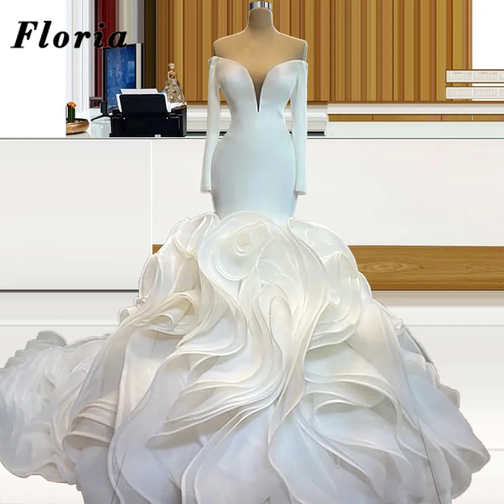 

Mermaid Wedding Dresses With Long Train Saudi Arabia 2021 Vestido De Noiva Bride Dress Customized Middle East Long Bridal Gowns