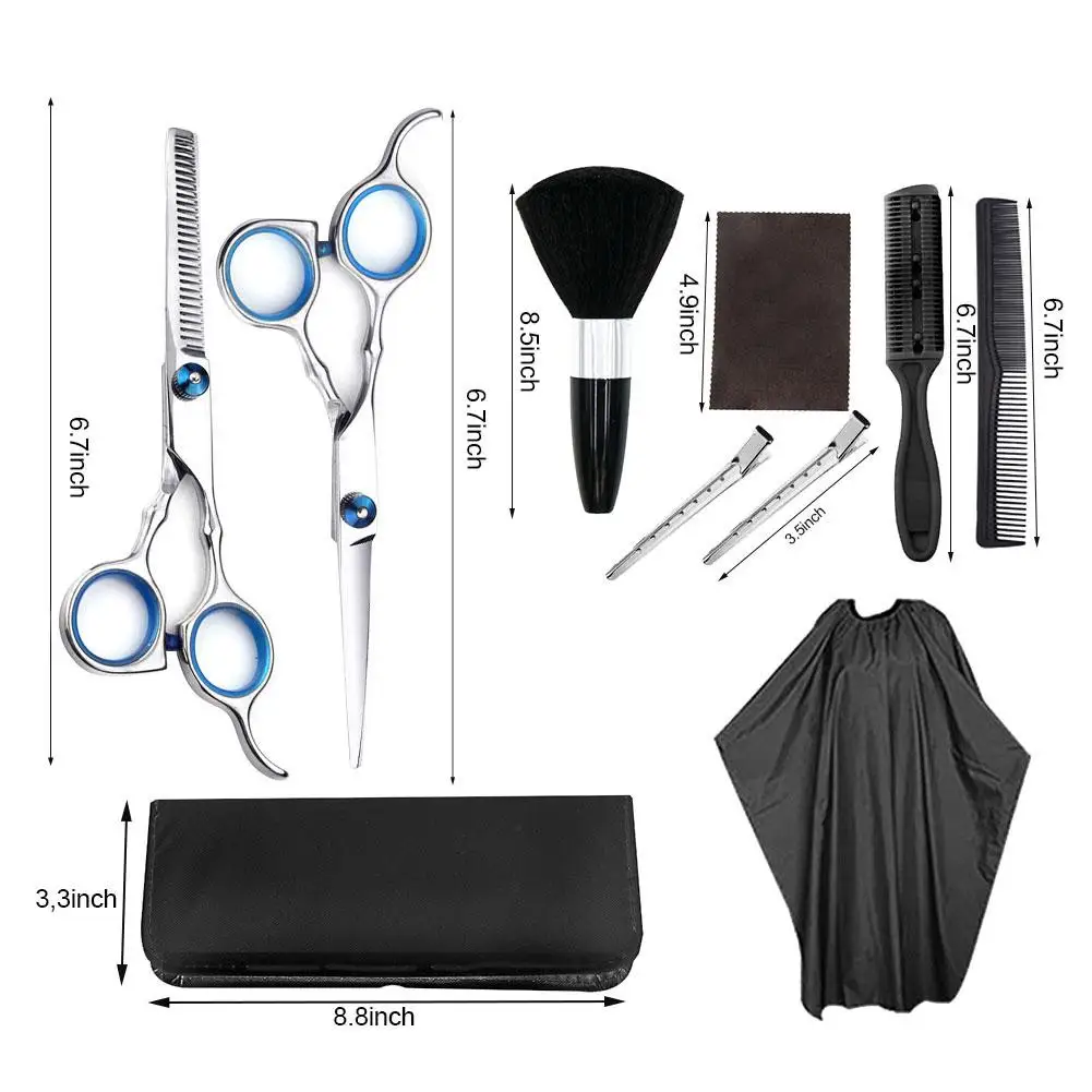 Haar Schneiden Schere und Ausdünnung Schere Set Professionelle Haarschnitt Schere Kit Indoor Friseur Set mit Kamm Clip Cape und