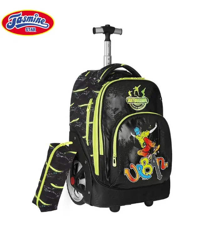 Trolley rucksäcke taschen für jugendliche 18 zoll Rädern rucksack tasche für Schule rucksack Auf rädern Kinder gepäck Roll Taschen