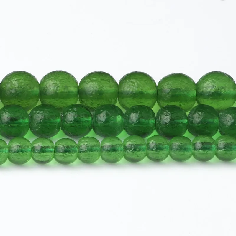 Natural Green Czech Meteorite Glass Beads 6mm-10mm Moldavite Energy Crystal Round Beads for Bracelet Diy Jewelry Wholesale 15\'\'