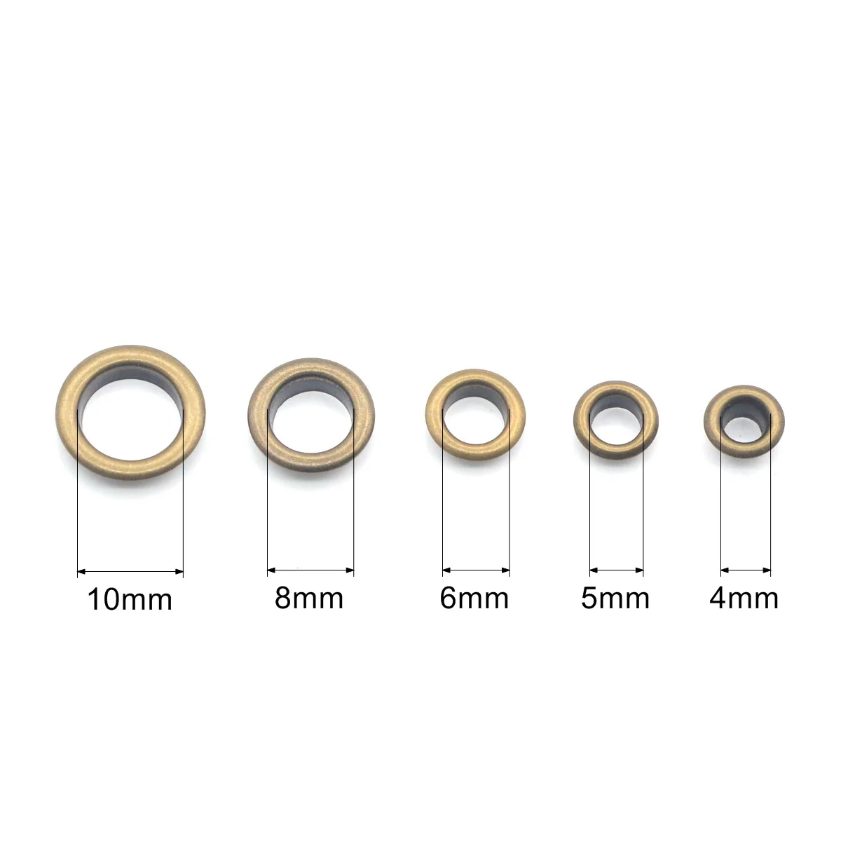 100sets Bronze Color Pure Brass Material 4mm/5mm/6mm/8mm/10mm Grommet Eyelet With Washer Fit Leather Craft Shoes Belt Cap