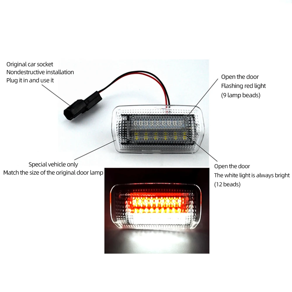 Led باب المجاملة مصابيح كهربائية أبيض/أحمر لتويوتا لاند كروزر 200 سلسلة 150 سلسلة برادو MK4 J150 لكزس ES240 IS250 RX350