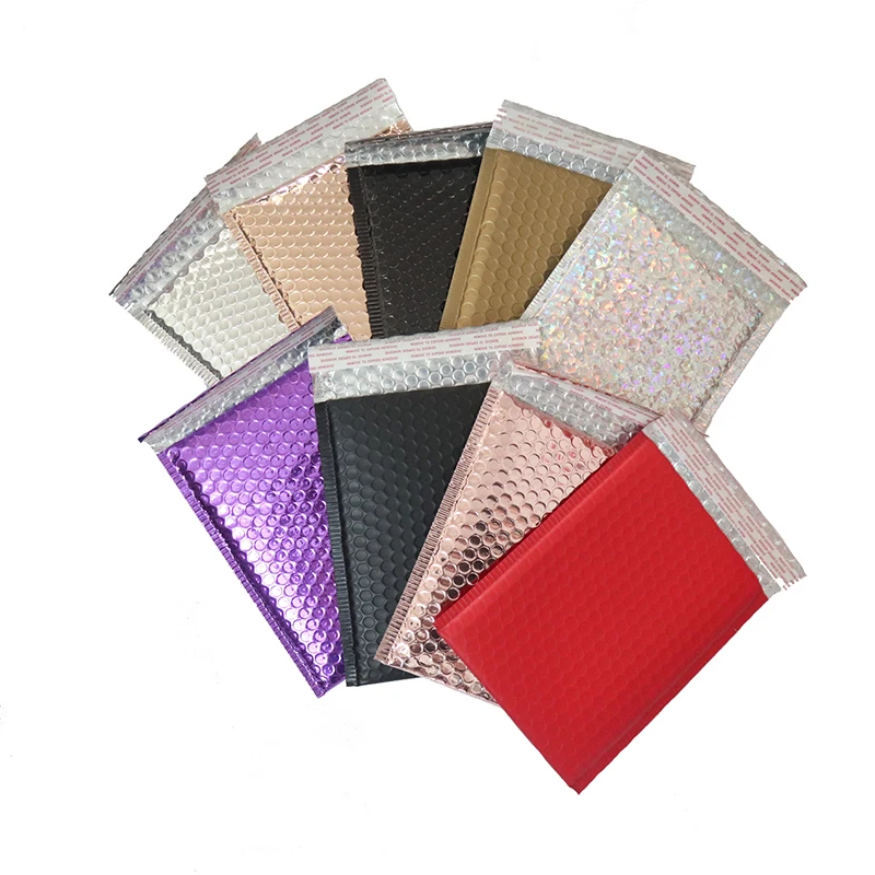 50Pcs/Lot 18*23cm Aluminized Bubble Mailers Padded Envelopes Shockproof Shipping Bags Mailer Self Seal Bubble Mailers 13 Colors