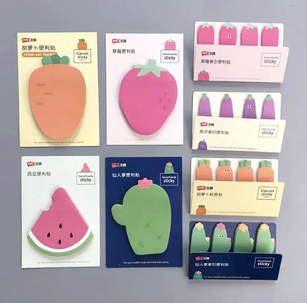 Sharkbang 50 Sheets Kawaii Cute Carrot Strawberry N Times Sticky Notes Label Index Sticker Paperlaria Stationery