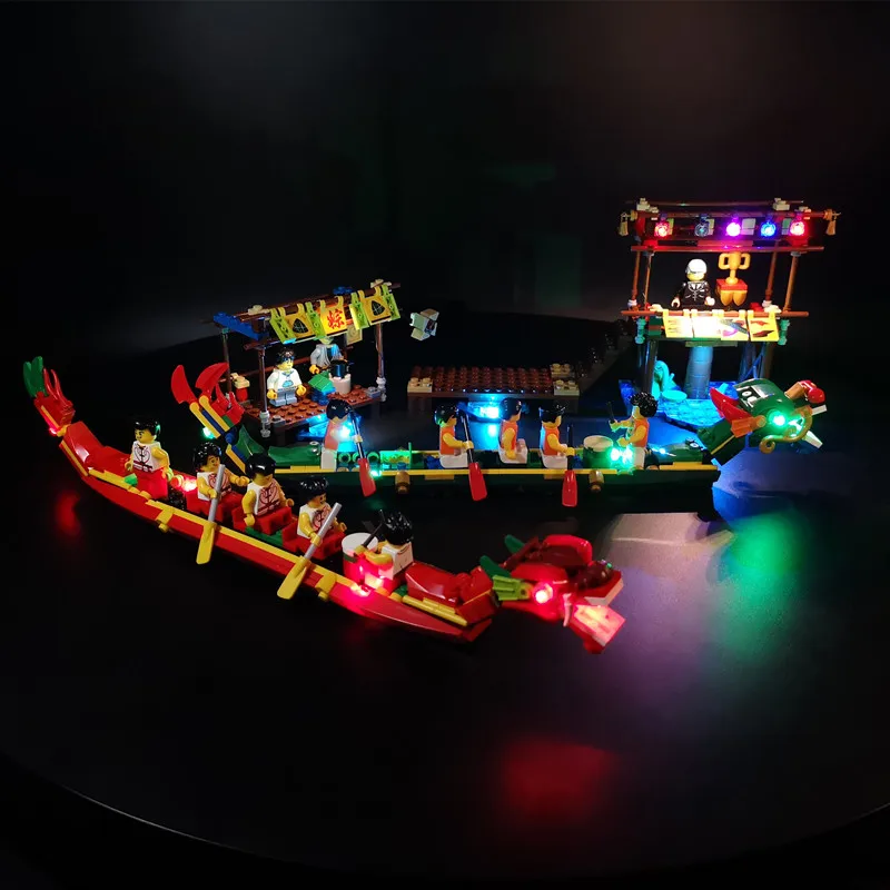 Set di luci a LED per il 80103 Set stagionale cinese Dragon Boat Race giocattoli fai da te blocchi solo mattoni Kit di illuminazione non includere il modello