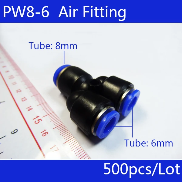 

Free shipping Wholesale 500PCS PW8-6 Reducing Unequal Pneumatic Air Tube Fitting Connector , I.D One 8mm Two 6mm