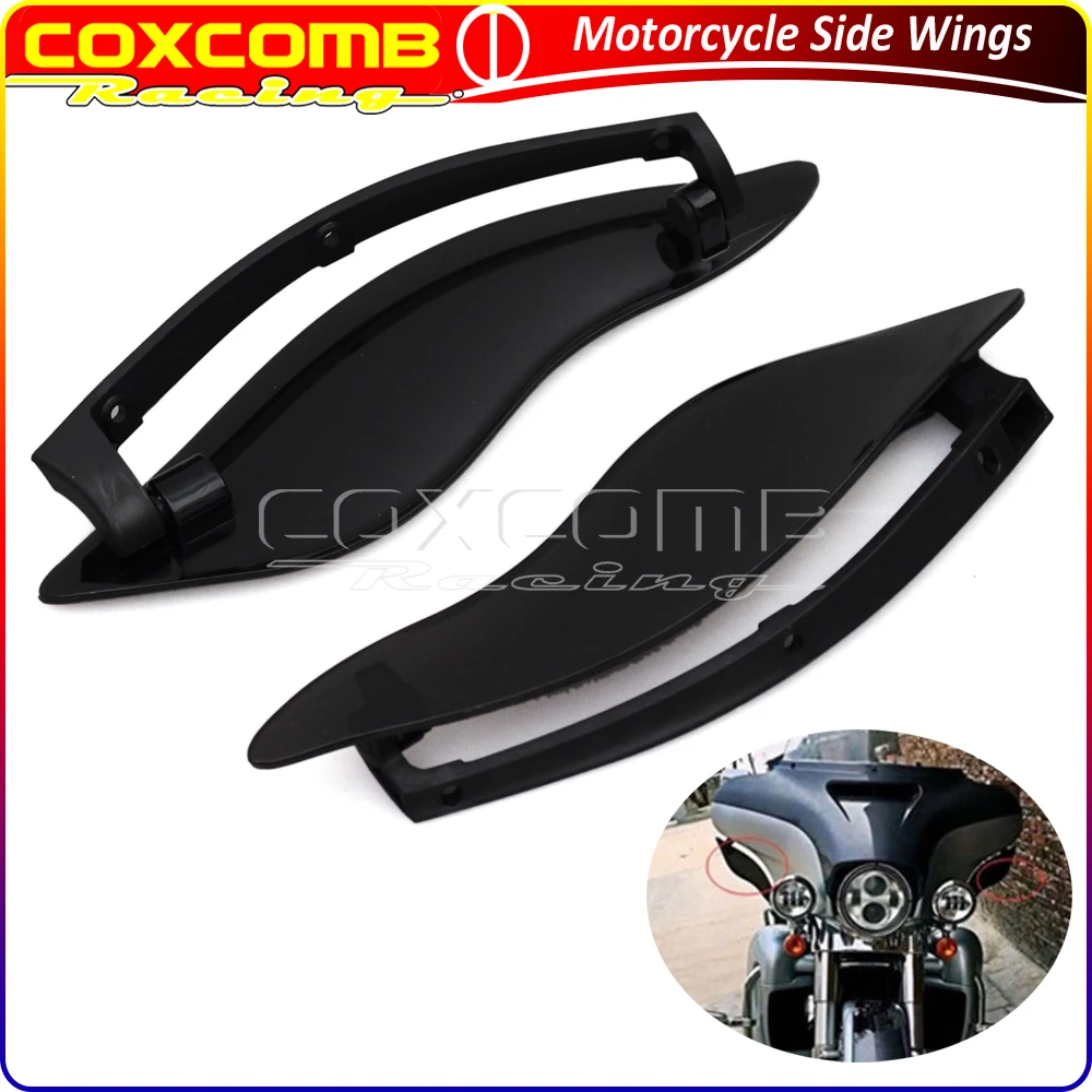 1Pair Motorcycle ABS Plastic Side Wings For Haley Electra Street Glide 2014-2016 Windshield Air Deflector Upper Outer Fairing