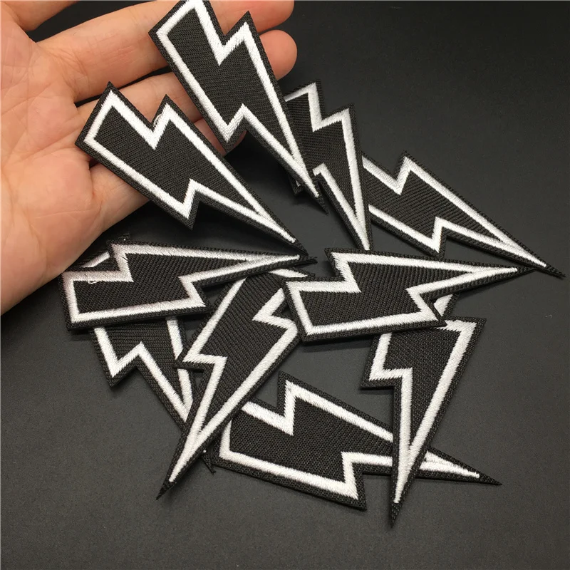 10 pcs/lot Diy Patches Appliues for Clothing Ironing Badge Embroidered Stripes on Clothes Fabric Sewing Stciker Lightning