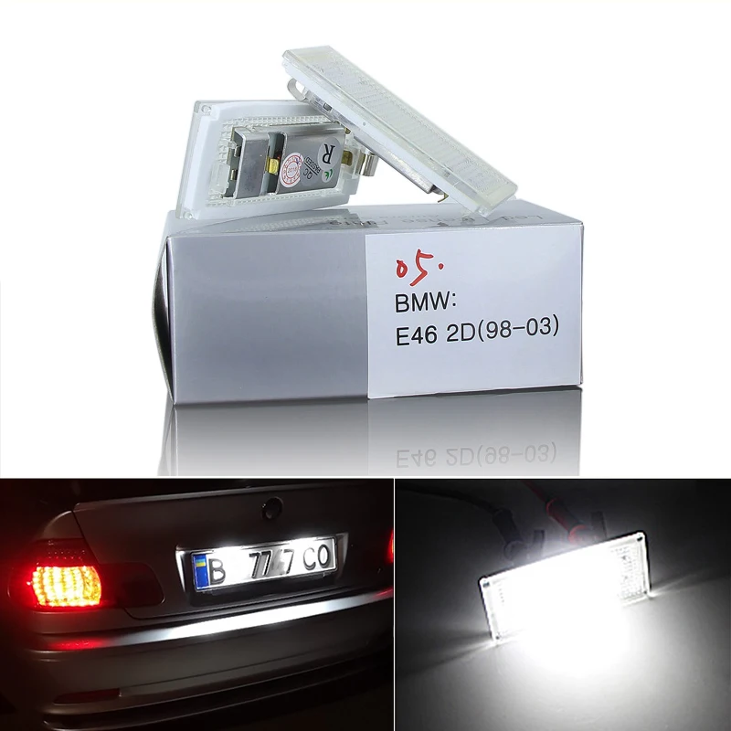 2pcs No error LED License Number Plate Light Lamp Car license plate lamp light For BMW 325i 328i 318 320 E46 2D M3 Facelift