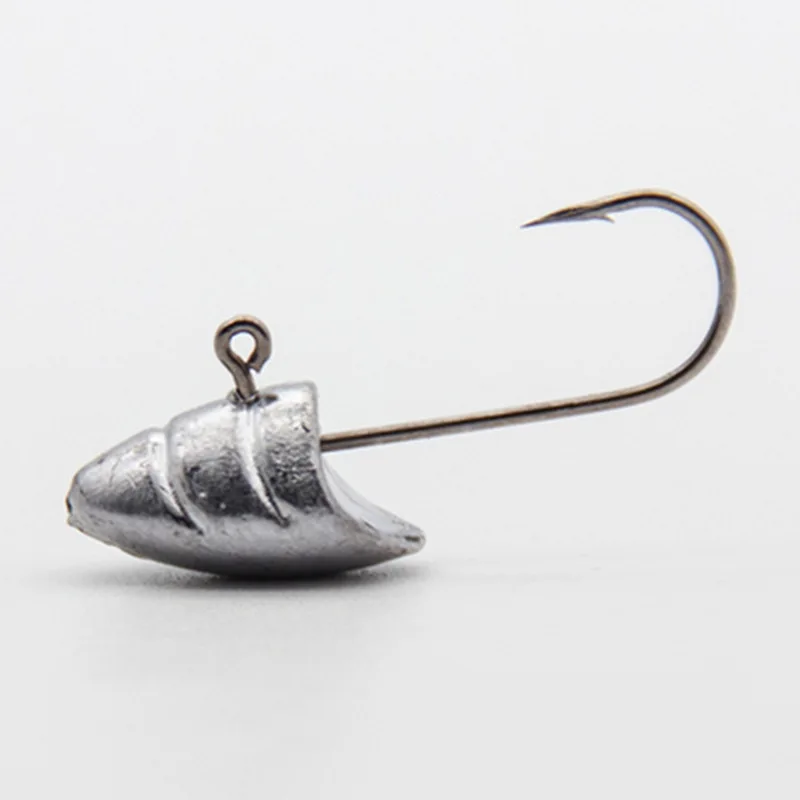 5pcs/Lot Root fishing Lead Head Hook Strengthen blood groove hook for Soft Worm Lure Bait Jig Barbed Single Fishhook Accessories