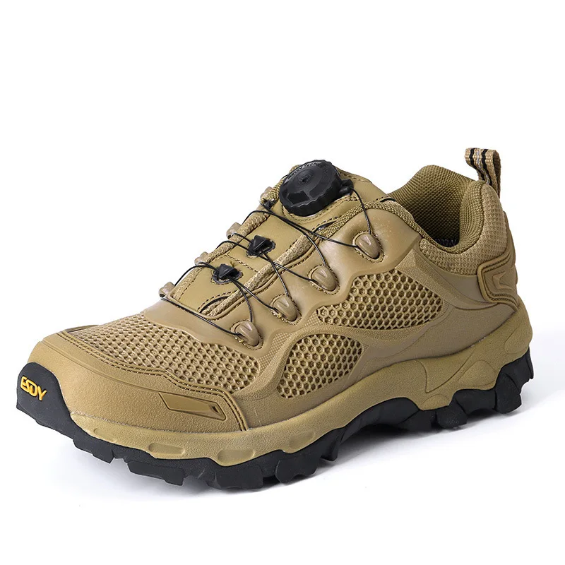 Esdy-Zapatos con hebilla giratoria automática para hombre y mujer, botas deportivas de malla transpirable para exteriores, senderismo, Camping,