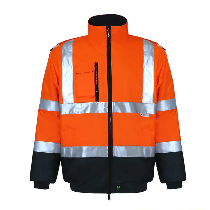 Chaqueta gruesa de retazos para hombre, abrigo térmico de dos tonos para exteriores, ropa de trabajo, reflectante, hivis, Invierno