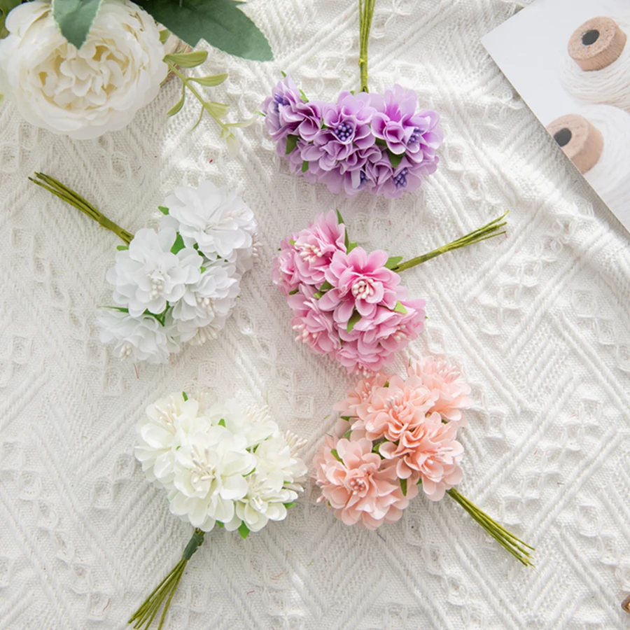 Künstliche Blumen Mini-Bouquet Staubgefäße Hochzeit Party Weihnachten DIY-Dekorationen Handgemachte Girlanden für Zuhause Scrapbooking Kunstpflanzen – Detail 5
